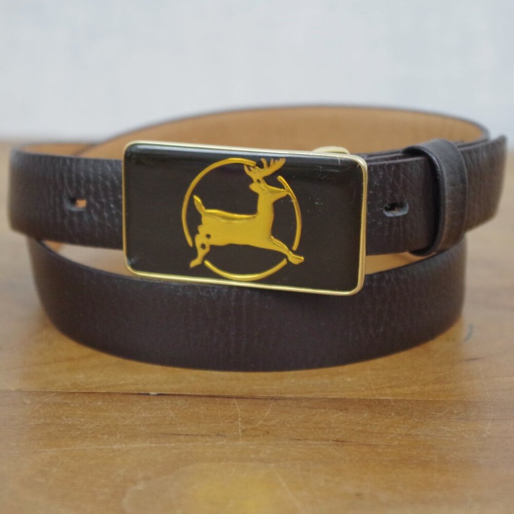Vintage Brown Pebbled Glove Leather Belt With Removable Buckle Size 32